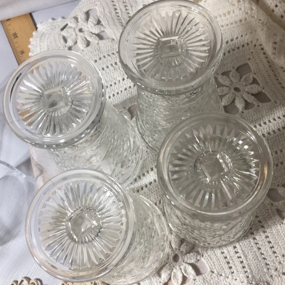 Hazel Atlas vintage pressed glass footed goblets- set 4.